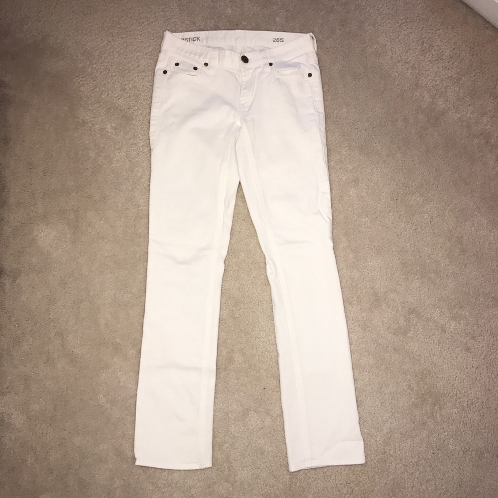 J. Crew matchstick white denim paints, 26